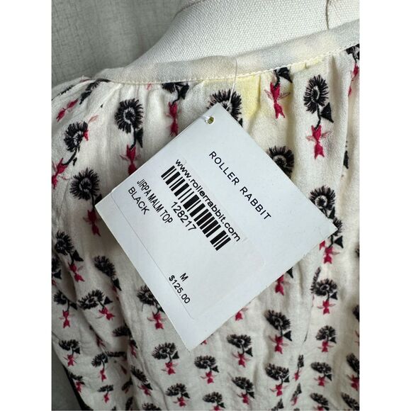 Roller Rabbit 100% Cotton Embroidered Boho Top Shirt Blouse‎ Medium NWT - Picture 5 of 6